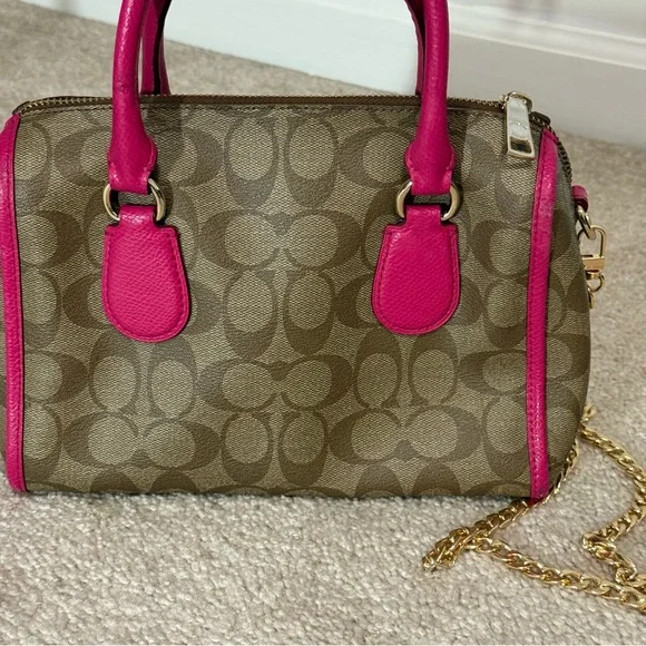 Coach Signature Bennett Brown and Pink Mini Satchel - Picture 5 of 16